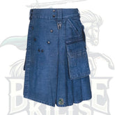 Fashion Blue Denim Kilt with Studs – Modern Statement Wear